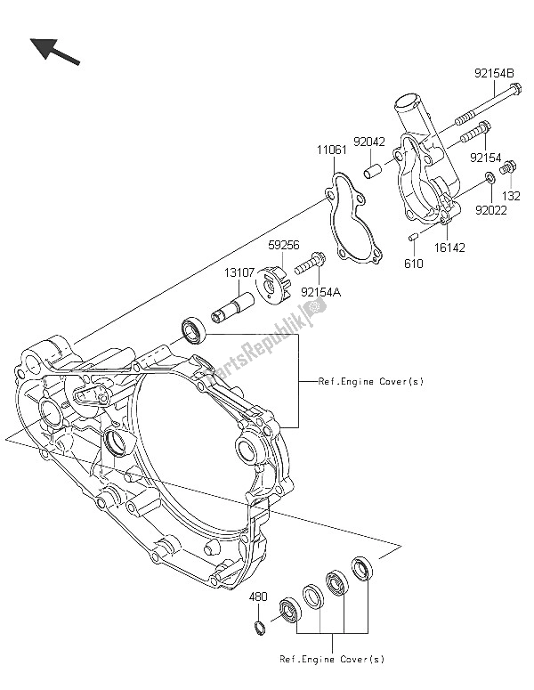 All parts for the Water Pump of the Kawasaki KX 450F 2016