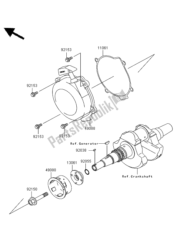 All parts for the Recoil Starter of the Kawasaki KVF 750 4X4 2006