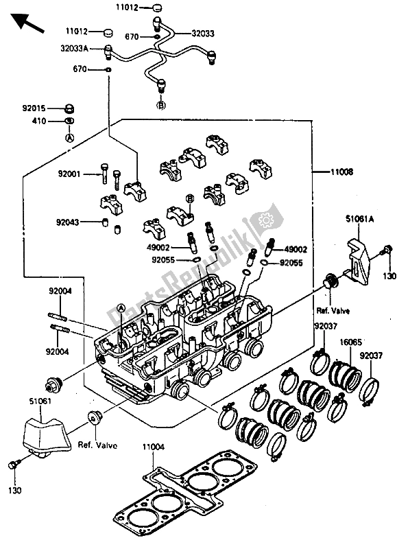 Alle onderdelen voor de Cilinderkop van de Kawasaki ZL 600 1986