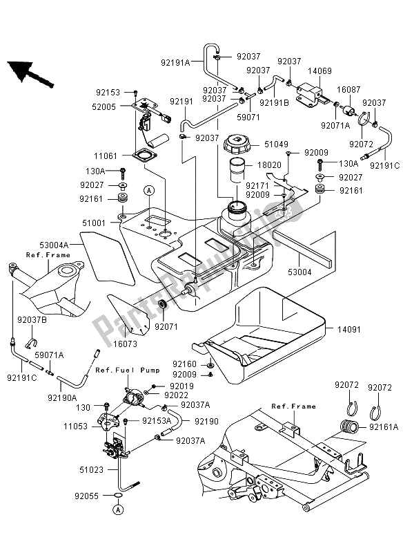 Tutte le parti per il Serbatoio Di Carburante del Kawasaki KVF 650 4X4 2006