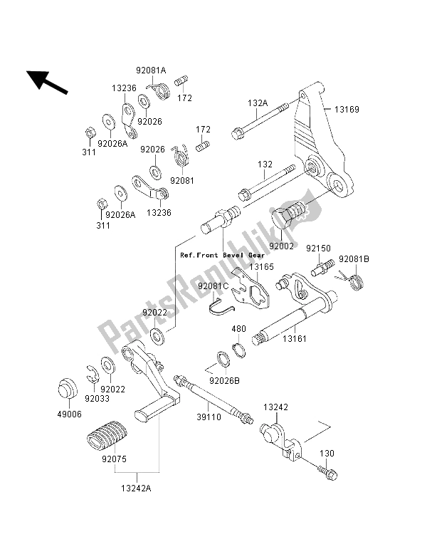 Toutes les pièces pour le Mécanisme De Changement De Vitesse du Kawasaki 1000 GTR 1996