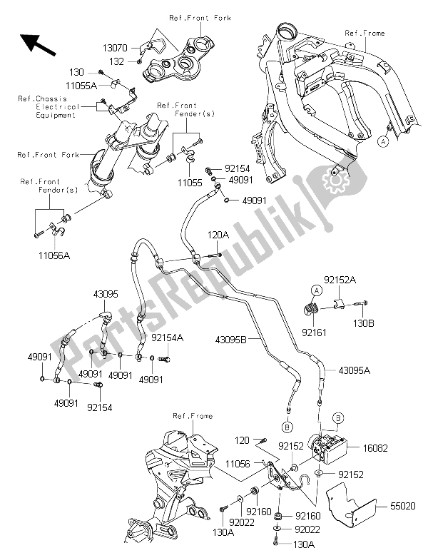 Wszystkie części do Orurowanie Hamulca Kawasaki ER 6F ABS 650 2015