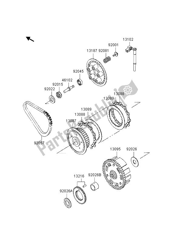 All parts for the Clutch of the Kawasaki EN 500 1995