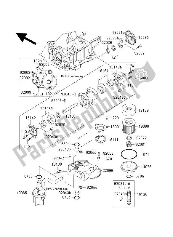 Alle onderdelen voor de Oliepomp van de Kawasaki ZRX 1200R 2003