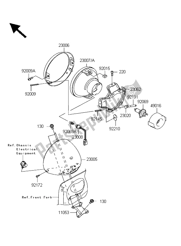 All parts for the Headlight of the Kawasaki VN 1600 Classic 2003