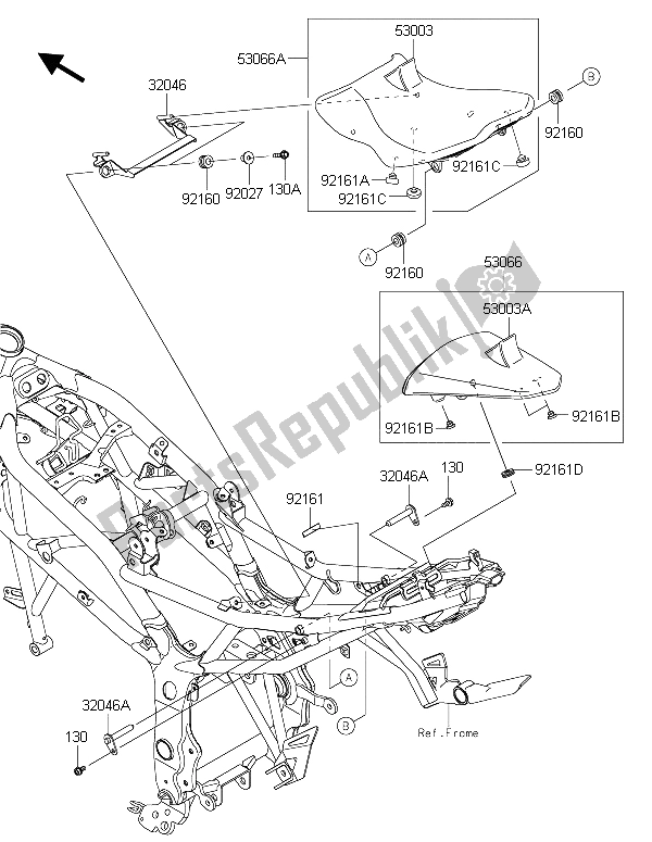 All parts for the Seat of the Kawasaki Ninja 250 SL 2015