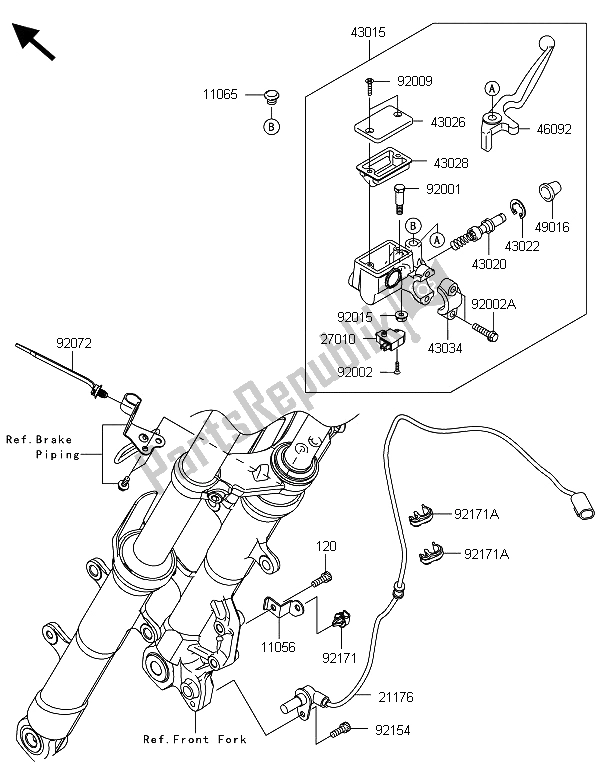 All parts for the Front Master Cylinder of the Kawasaki Ninja 300 ABS 2013