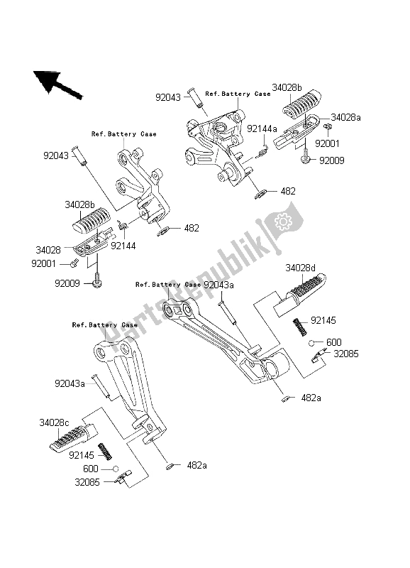 All parts for the Footrests of the Kawasaki Ninja ZX 12R 1200 2001