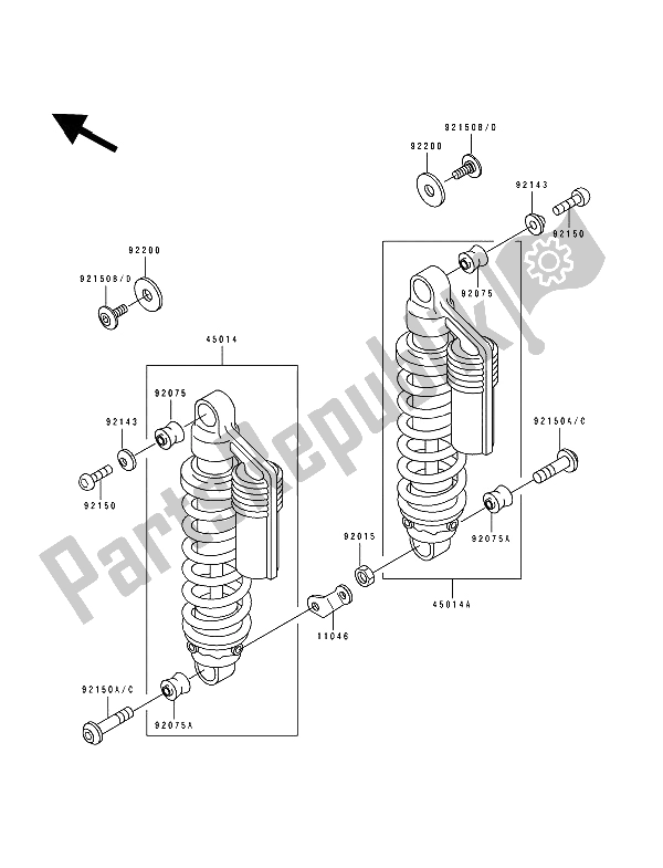 Tutte le parti per il Sospensione E Ammortizzatore del Kawasaki Zephyr 550 1992