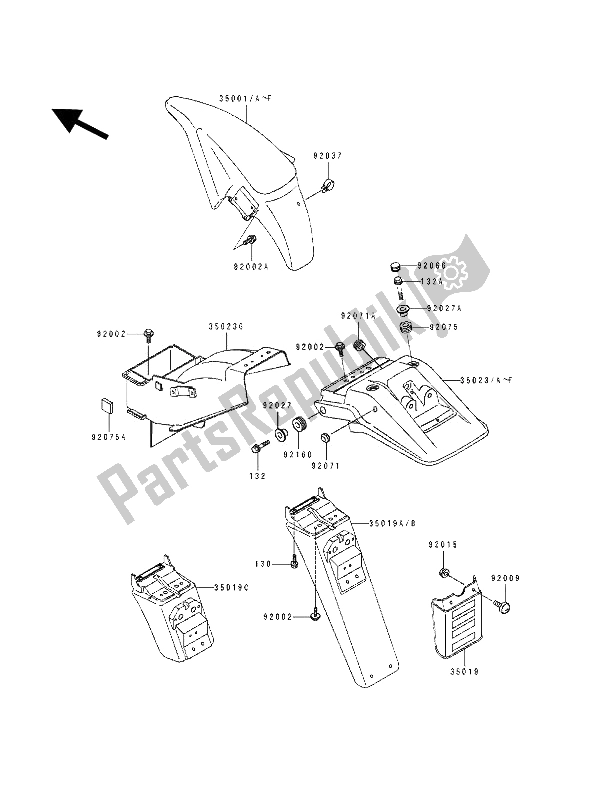 Toutes les pièces pour le Ailes du Kawasaki KLE 500 1992