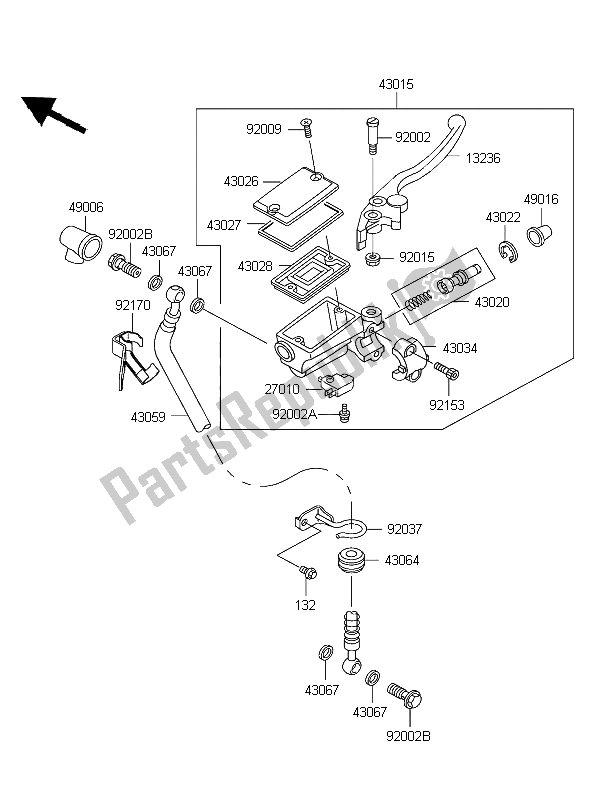 Tutte le parti per il Pompa Freno Anteriore del Kawasaki ER 5 500 2004