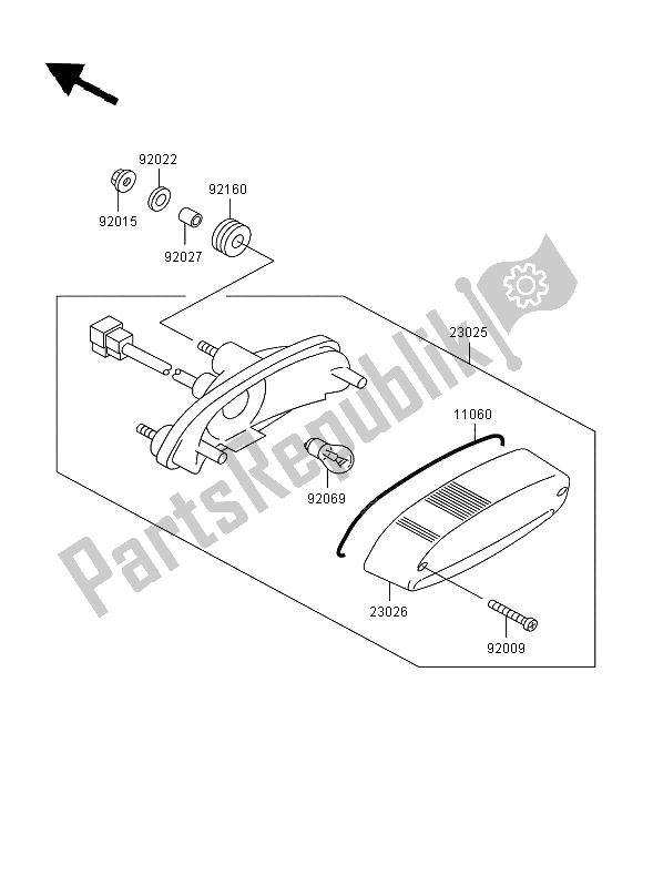 All parts for the Taillight of the Kawasaki Eliminator 125 2007