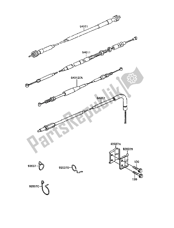 All parts for the Cables of the Kawasaki KLR 600 1988