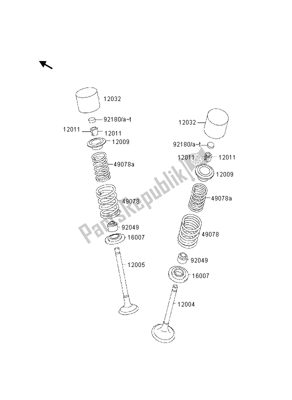 All parts for the Valve of the Kawasaki KLX 300R 1997