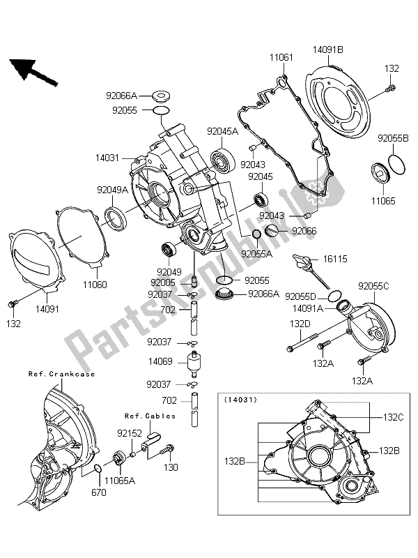 All parts for the Engine Covers of the Kawasaki KFX 700 KSV 700B6F 2006