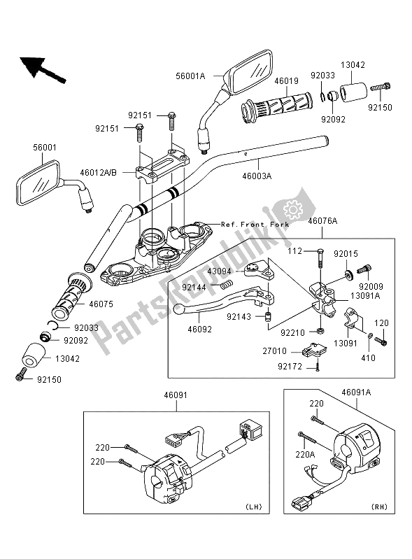 Wszystkie części do Kierownica Kawasaki ER 6N ABS 650 2006