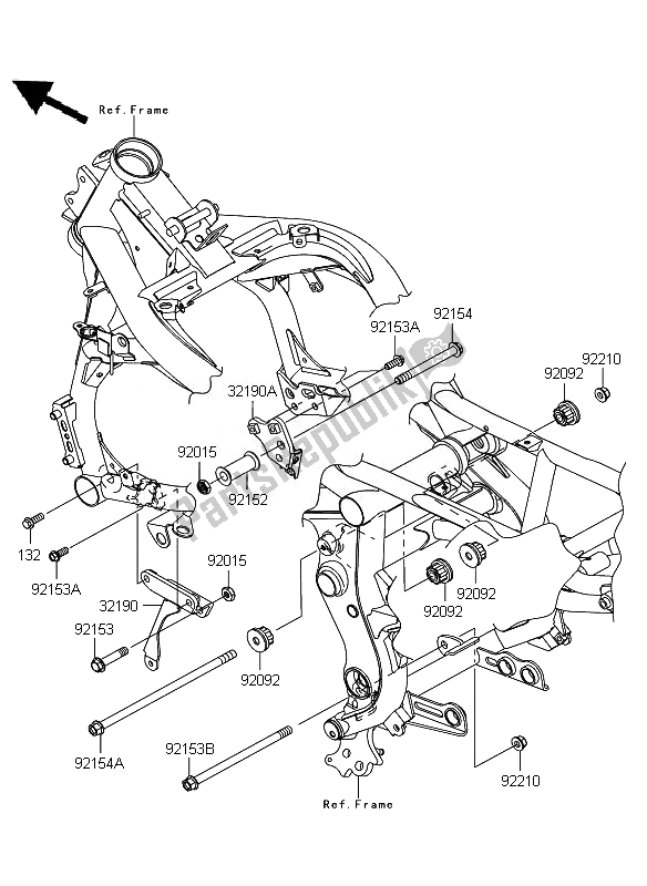 All parts for the Engine Mount of the Kawasaki ER 6F 650 2011