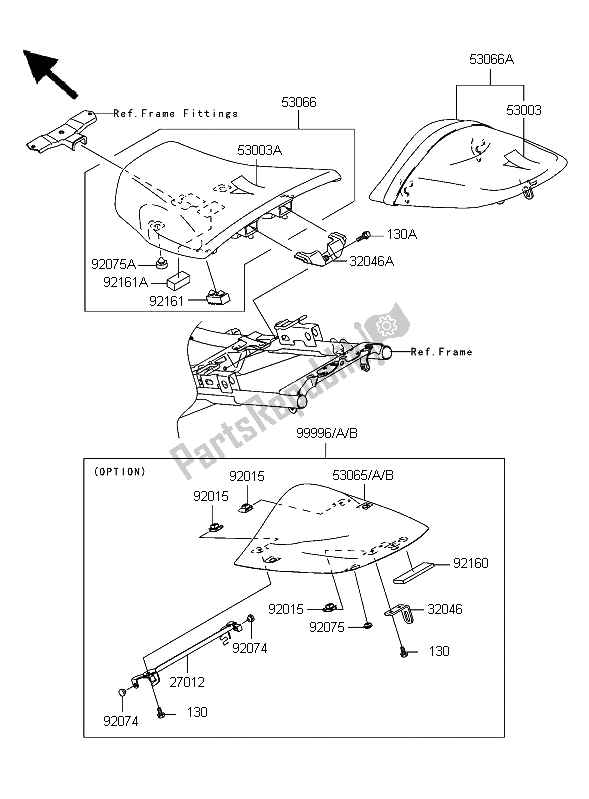 All parts for the Seat of the Kawasaki Z 1000 2006