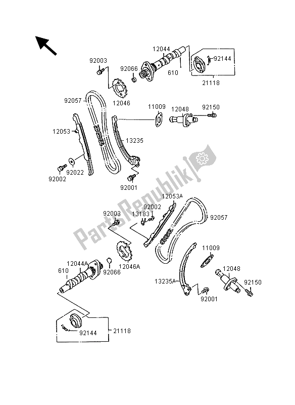 Todas as partes de árvore De Cames E Tensor do Kawasaki VN 15 1500 1995