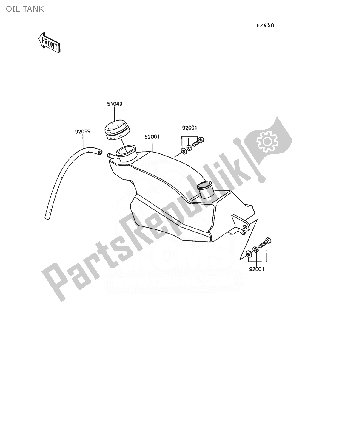 All parts for the Oil Tank of the Kawasaki AR 50 1989