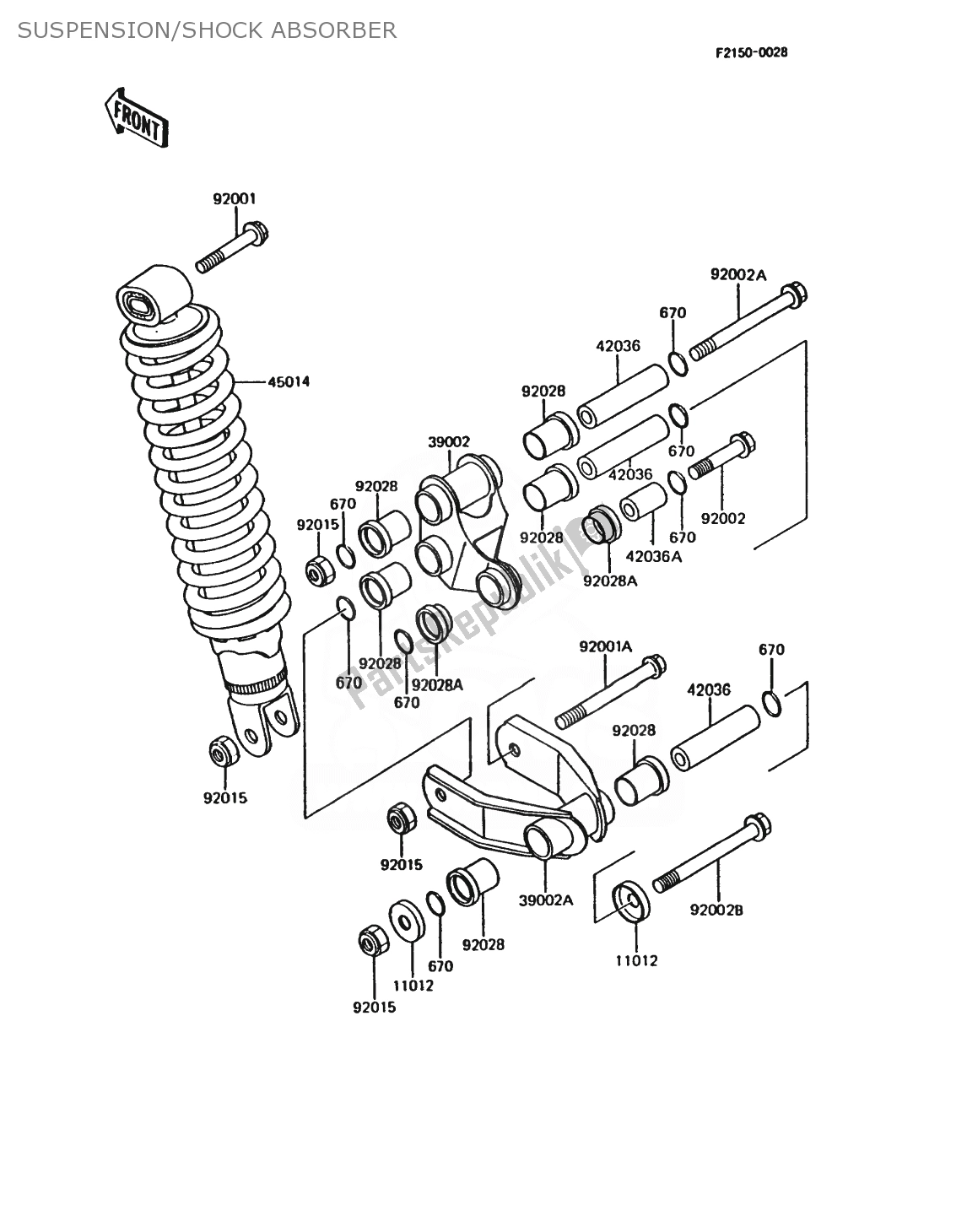 Alle onderdelen voor de Suspension/shock Absorber van de Kawasaki AR 125 1988