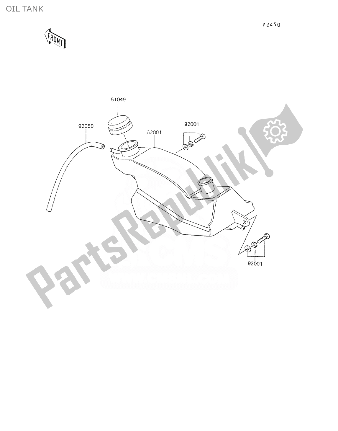 Alle onderdelen voor de Olie Tank van de Kawasaki AR 80 1990