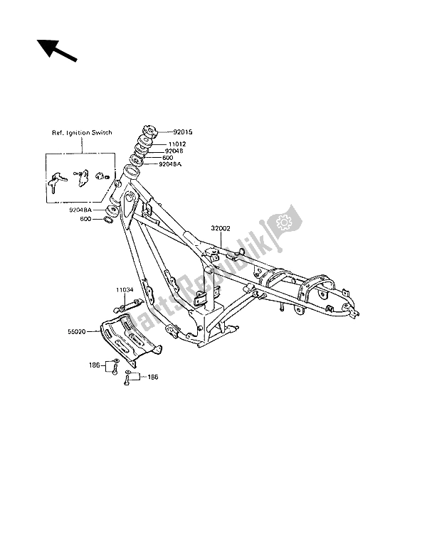 Tutte le parti per il Telaio del Kawasaki KE 100 1991
