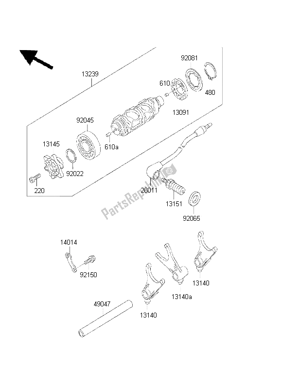 Toutes les pièces pour le Tambour De Changement De Vitesse Et Fourchette De Changement De Vitesse du Kawasaki VN 800 Classic 2001