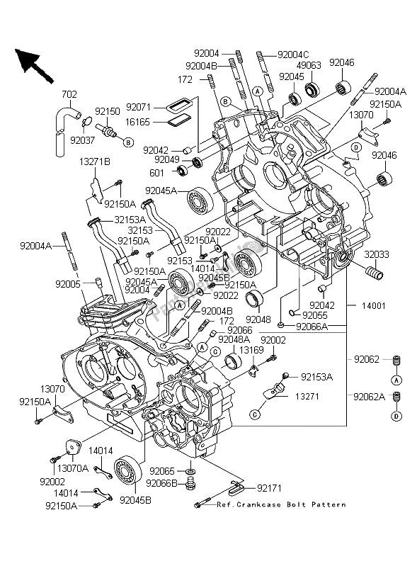 All parts for the Crankcase of the Kawasaki VN 1600 Classic 2003