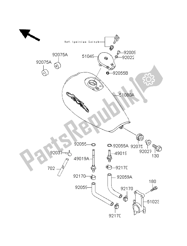 Tutte le parti per il Serbatoio Di Carburante del Kawasaki EL 250 1996