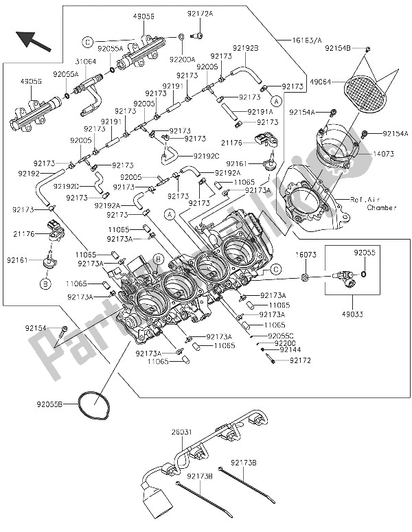 All parts for the Throttle of the Kawasaki Ninja H2 1000 2016