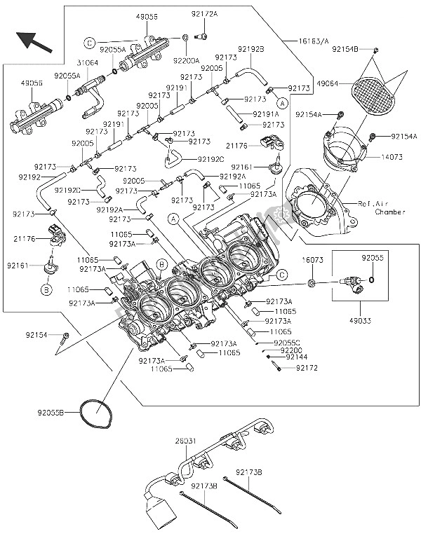 All parts for the Throttle of the Kawasaki Ninja H2 1000 2016