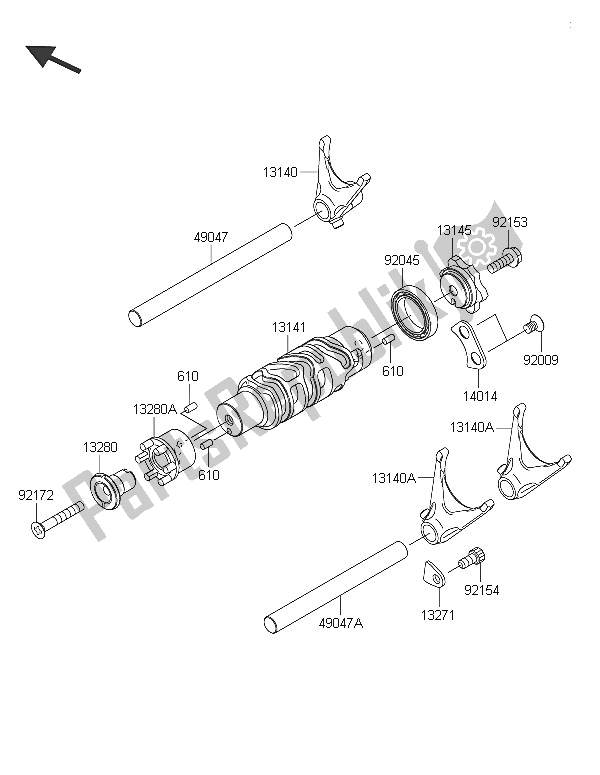 Toutes les pièces pour le Tambour De Changement De Vitesse Et Fourche (s) De Changement De Vitesse du Kawasaki Versys 650 ABS 2016
