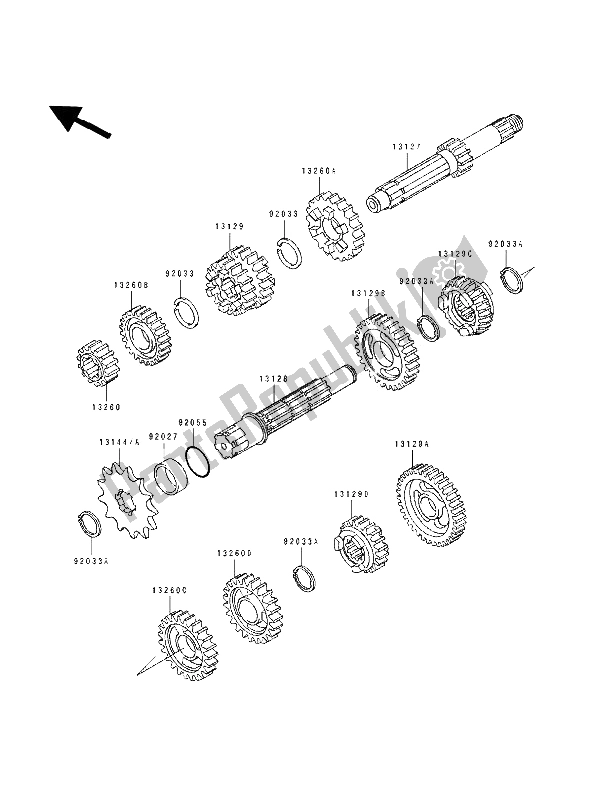 Todas as partes de Transmissão do Kawasaki KX 80 SW LW 1991