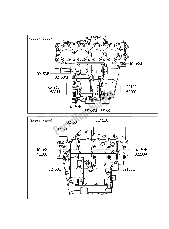 Todas las partes para Patrón De Perno Del Cárter de Kawasaki 1400 GTR 2009