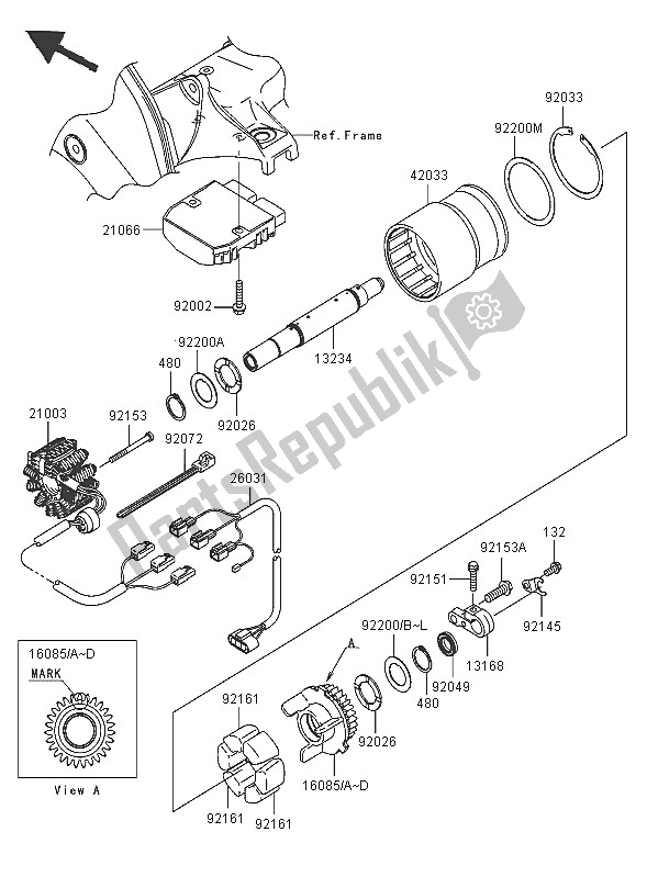 Wszystkie części do Generator Kawasaki Ninja ZX 10R 1000 2005