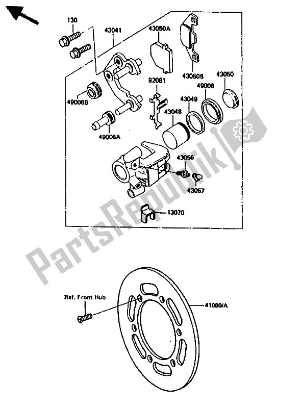 Tutte le parti per il Pinza Anteriore del Kawasaki KX 80 1987