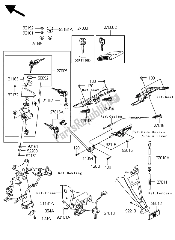 Todas as partes de Chave De Ignição do Kawasaki Z 750 2010