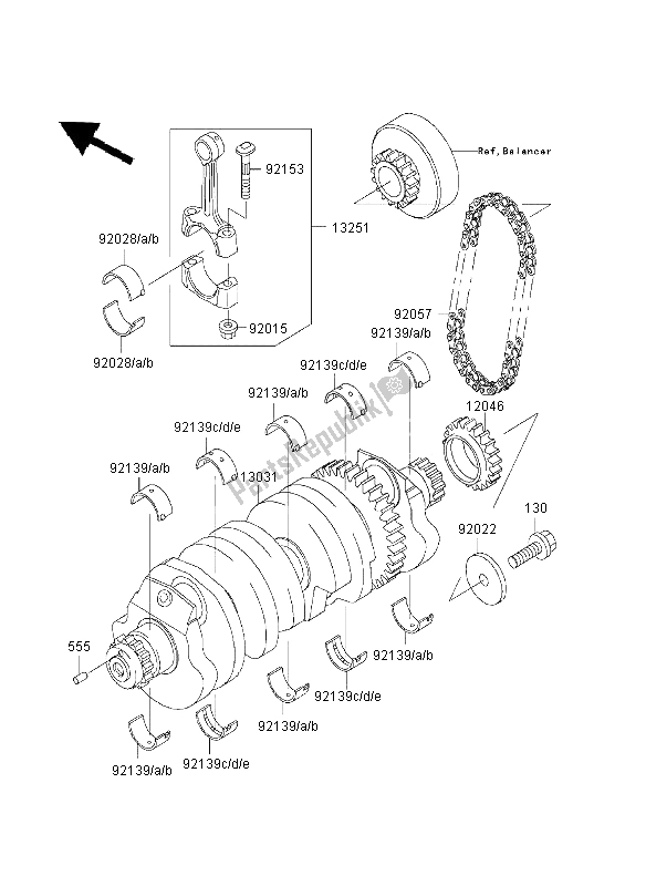 All parts for the Crankshaft of the Kawasaki ZRX 1200R 2003