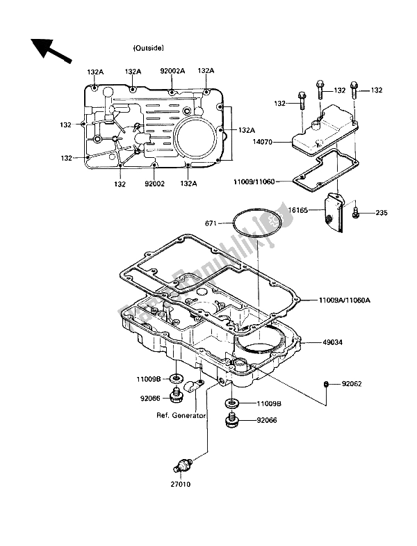 All parts for the Breather Body & Oil Pan of the Kawasaki ZG 1200 B1 1990