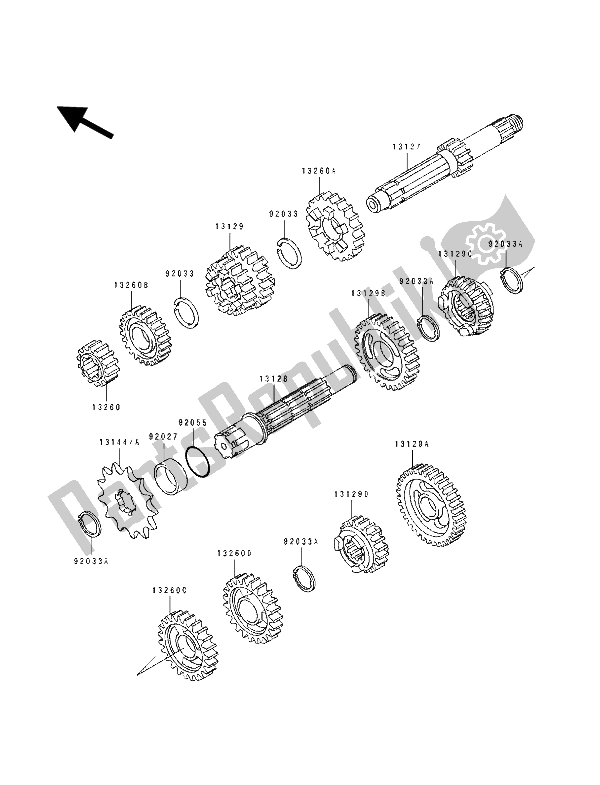 Tutte le parti per il Trasmissione del Kawasaki KX 100 1993