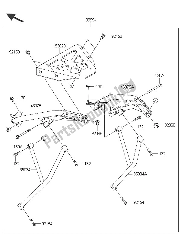 All parts for the Accessory (top Case Bracket) of the Kawasaki ER 6N 650 2016