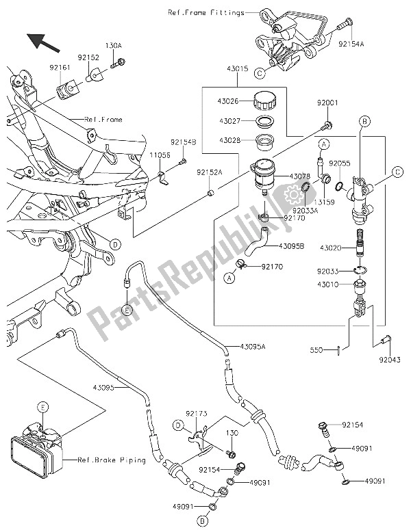 Todas las partes para Cilindro Maestro Trasero de Kawasaki Z 250 SL ABS 2016