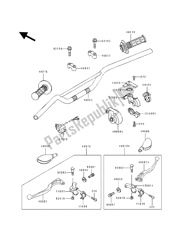 All parts for the Handlebar of the Kawasaki KX 60 1991