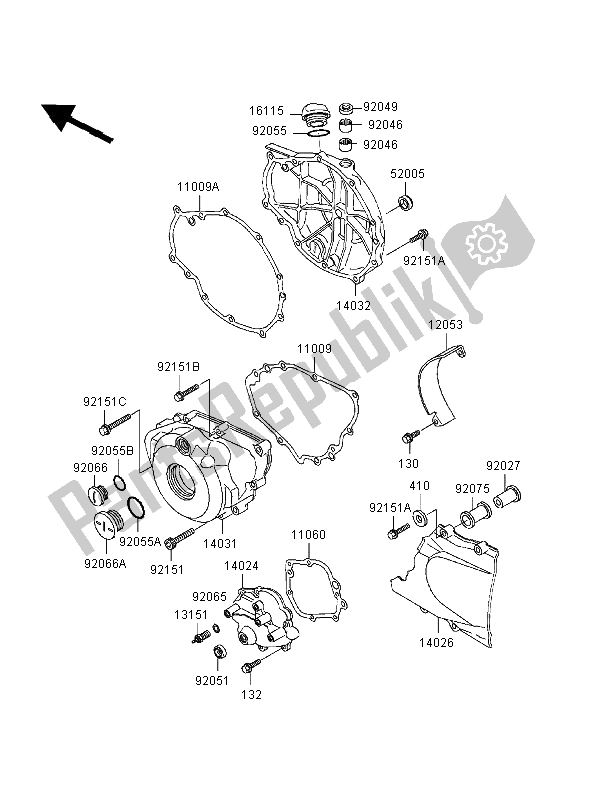 Tutte le parti per il Coperchio Del Motore del Kawasaki ER 500 1998