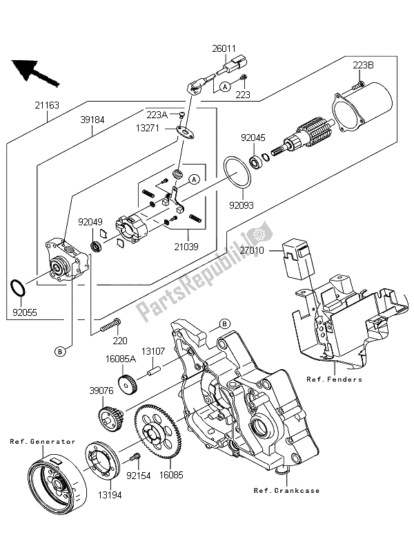 Tutte le parti per il Motorino Di Avviamento del Kawasaki KLX 110 2013