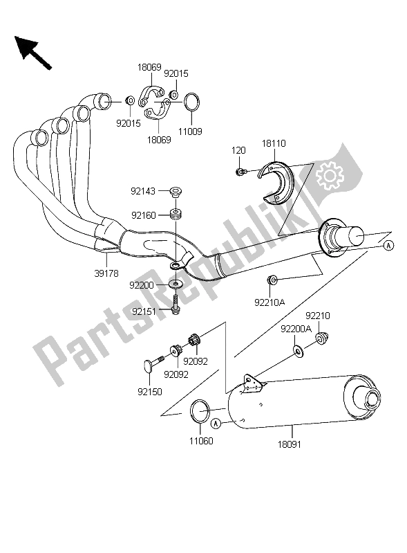 All parts for the Muffler of the Kawasaki ZRX 1200R 2006