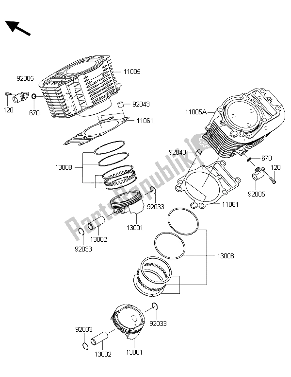 All parts for the Cylinder & Piston(s) of the Kawasaki Vulcan 1700 Voyager ABS 2015