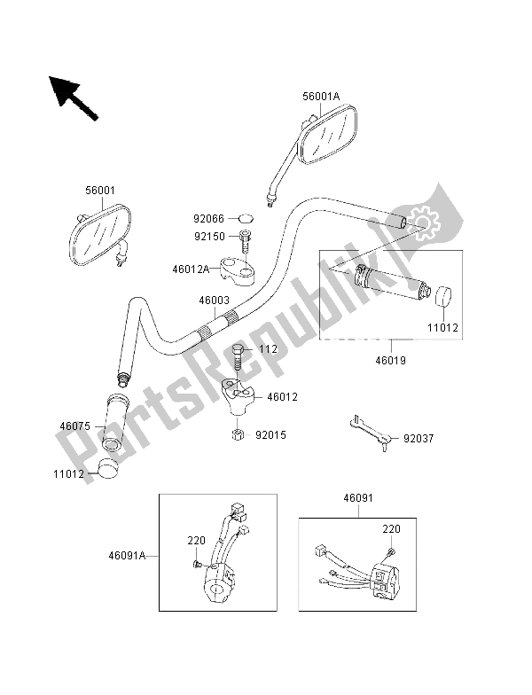 Todas las partes para Manillar de Kawasaki VN 1500 Classic Tourer FI 2002