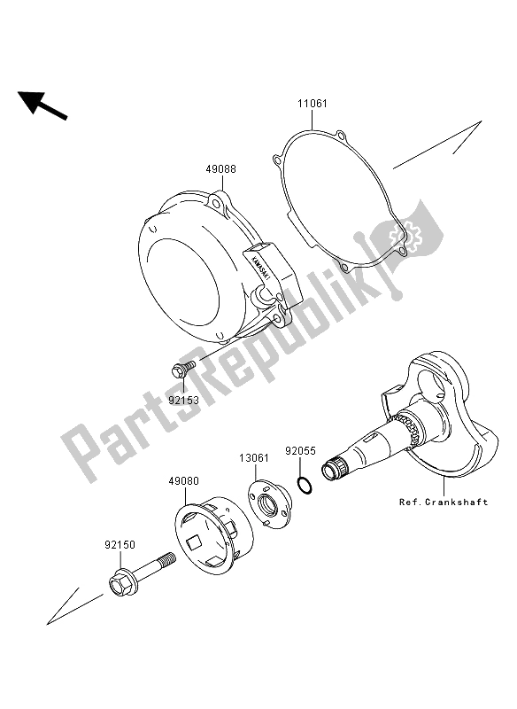 Tutte le parti per il Avviamento A Strappo (vf360ae607660) del Kawasaki KVF 360 4X4 2008